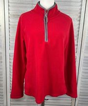 OLD NAVY Women's Quarter Zip Fleece Jacket Red w Gray Trim-Large