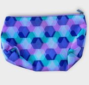 Clinique Makeup cosmetic travel zip pouch bag geometric hexagons pink purple gre