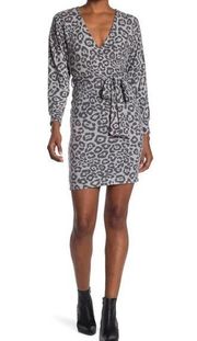 NWT Max & Ash Faux Wrap Tie Waist Long Sleeve Mini Dress in Gray, Size XS