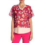 Donna Karan • NWT Double Layered Floral Blouse