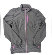 Lucy Activewear Gray Full Zip Lightweight Windbreaker Jacket Women's Medium