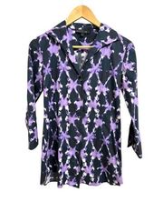 Lafayette 148 New York Tie-Dye button down purple black size 2