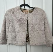 Women’s  Cream Faux Fur Cropped Night Coat Jacket