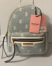 $99 NWT Juicy Couture Bestseller Rosie Mini Backpack Gothic Denim/ White bag