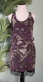 Robert Rodriguez purple silk paisley t back dress