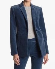 Theory Metal Blue Modern Corduroy Blazer Jacket Size 8