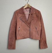 Capulet Pink Stella Suede Leather Moto Jacket NEW