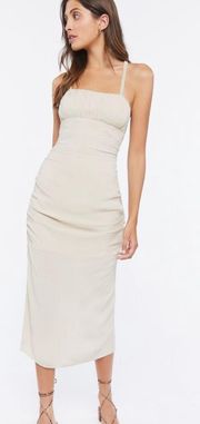 Ruched Lace Back Midi Dress