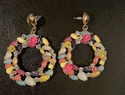 NWT Badgley Mischka Multi Color Round Hoops w Stones