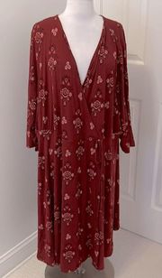 Torrid Red Floral Jersey Wrap Dress