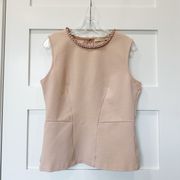 Beaded Collar Sleeveless Blouse