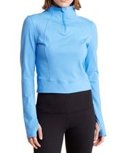 YOGALICIOUS Womens L Lux Crosstrain Half Zip Jacket in Marina Blue NEW