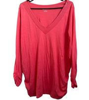 NEW Lane Bryant Blouse Size 22 24 Coral Cotton Modal Sequins V Neck Tee Shirt