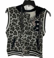 Southpole Animal Print Sleeveless Hoodie Vest