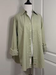 Light Green Striped Button Up