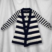 ⚓️ NWT Express Dark Navy Blue White Striped Long Sweater Duster Rolled Sleeves M