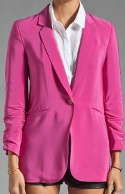 NWT Elizabeth & James Heather Blazer in Fuchsia Pink Ruched Sleeve Crepe 2 $495