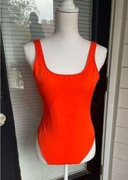 Victoria Secret Pink Scoop One Piece Swimsuit Medium Orange Solid