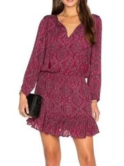 Joie Silk Mini Dress in Burgundy Print