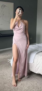 Pink Crossover High Slit Backless Maxi Dress Prom Gown