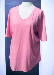 Tacera vneck short sleeve pink pullover comfy stretch tee tshirt size large