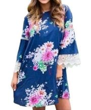 Davi & Dani Anthropologie Floral Dress Lace Bell Sleeves