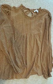 loft Polka Dots Top Long Sleeves Pleated Blouse Size small. Women’s