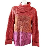 Democracy Cowl Neck Sweater Knit Pullover Multi Size L