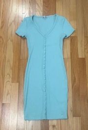 Mint green button up midi dress. It is form fitting