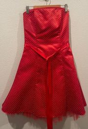 JESSICA MCCLINTOCK FOR GUNNE SAX Vintage Poka Dot Red Strapless Dress Corset