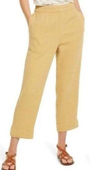 Madewell Lightspun Tapered Huston Pull-On Crop Pants Gauze Yellow Small