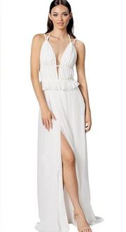 Dress the Population Athena white Fit and Flare Maxi Dress size small nwt