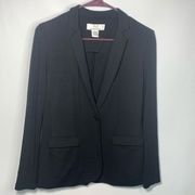 Magaschoni Women's Solid Button Front Notch Lapel Blazer Black Size Medium