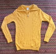 DAILY SPORTS ADDIE GOLDEN YELLOW CABLE KNIT QUARTER ZIP SWEATER PULLOVER