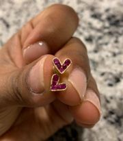 Pink Dainty Heart Earrings Dipped In Gold!