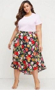 Lane Bryant Blue Floral Hi-Lo Midi Skirt Sz.26/28 NWT