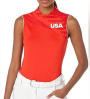 Adidas USA Golf Official Team Women’s Red Sleeveless Golf Polo Size Small