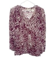 IRO silk burgundy boho blouse oversized size 34 f