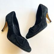 Seychelles Black Suede Heels with Knot Womens Size 11 Shoes Slip On Work