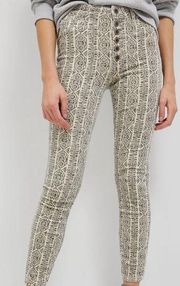 Anthropologie Pilcro High Rise button fly skinny corduroy black and white 27