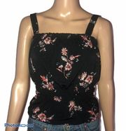 Arizona black floral print halter top