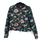 W By Worth Womens Size Medium Black Floral Jacquard Bomber Jacket