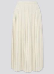 Uniqlo Women's Chiffon Pleated Long Maxi Skirt Off White Size S