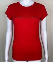 Bebe Red Bedazzled Signature T-Shirt