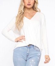 White Flowy Surplice Blouse