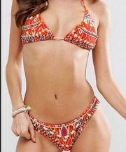 ASOS NWT  DESIGN Ikat Print Bead Embellished Trim Bikini Bottom US 12 36DD