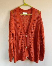 [Heartloom] Orange Crotchet Knit Sweater- Large