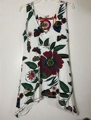 DESIGUAL colorful floral embroidered sleeveless tank tunic