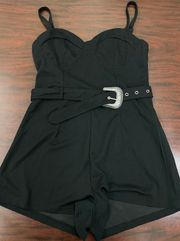 Black Romper with Western Belt Size Large