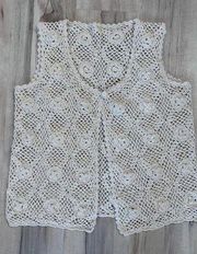 Crochet cream open knit sweater vest